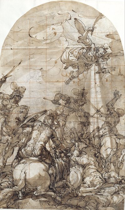 Battle Scene with the Appearance of the Angel of Victory by Giulio Benso